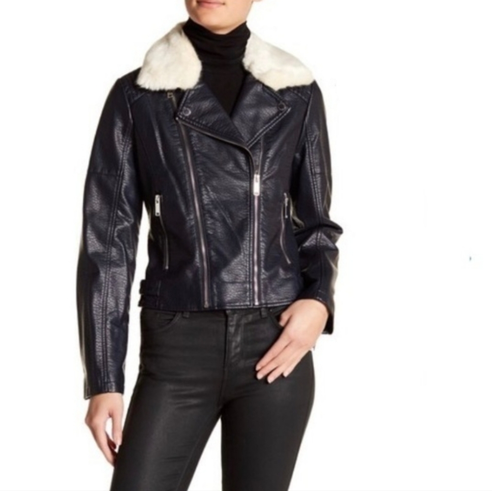 🥖 French Connection Black Vegan Leather Jacket